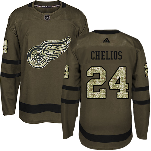 Adidas Red Wings #24 Chris Chelios Green Salute to Service Stitched NHL Jersey